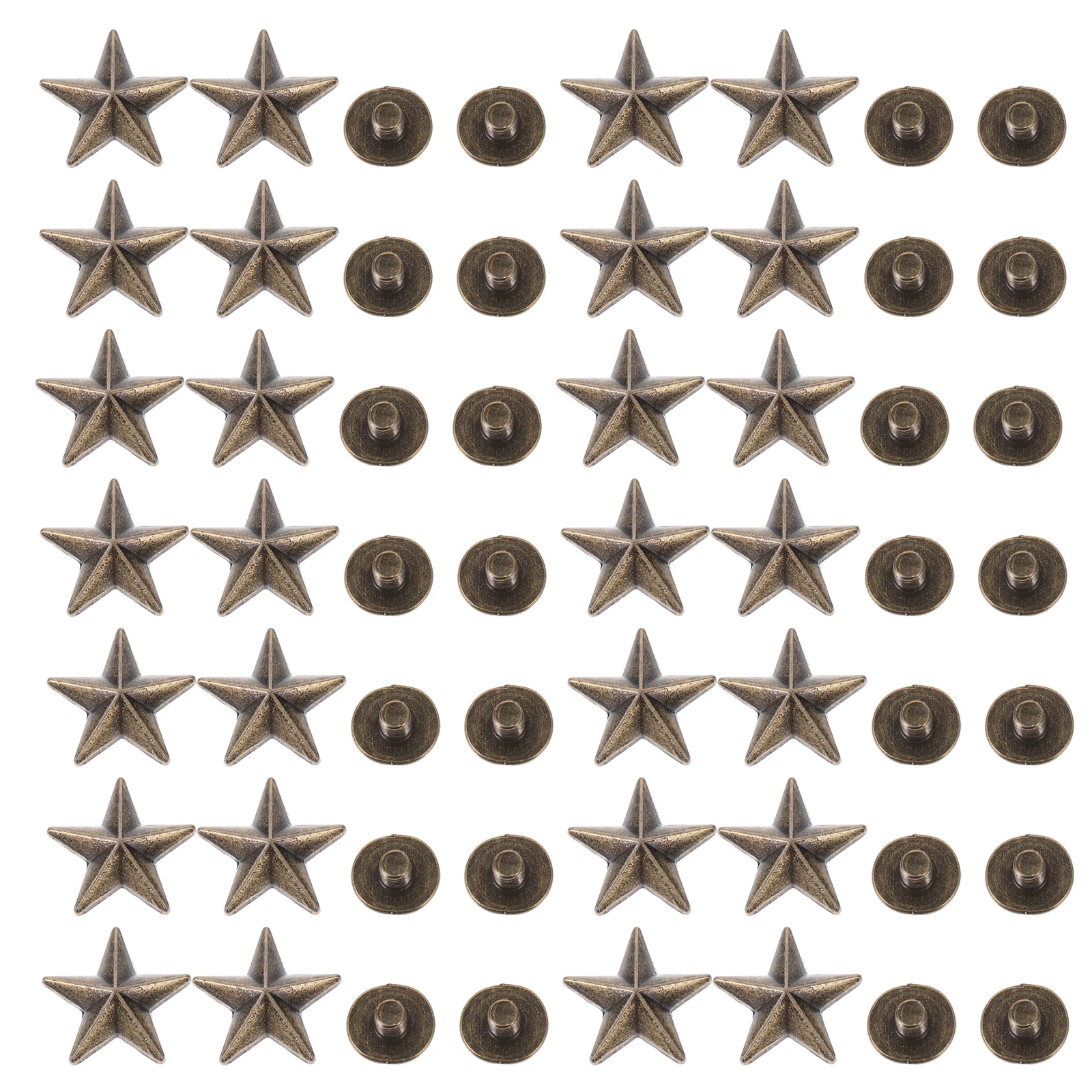 

50 Pcs Five Pointed Star Rivets 14mm Gun Color Punk Alloy DIY Studs for Clothing Shoes Hats Belts Bags Decoration