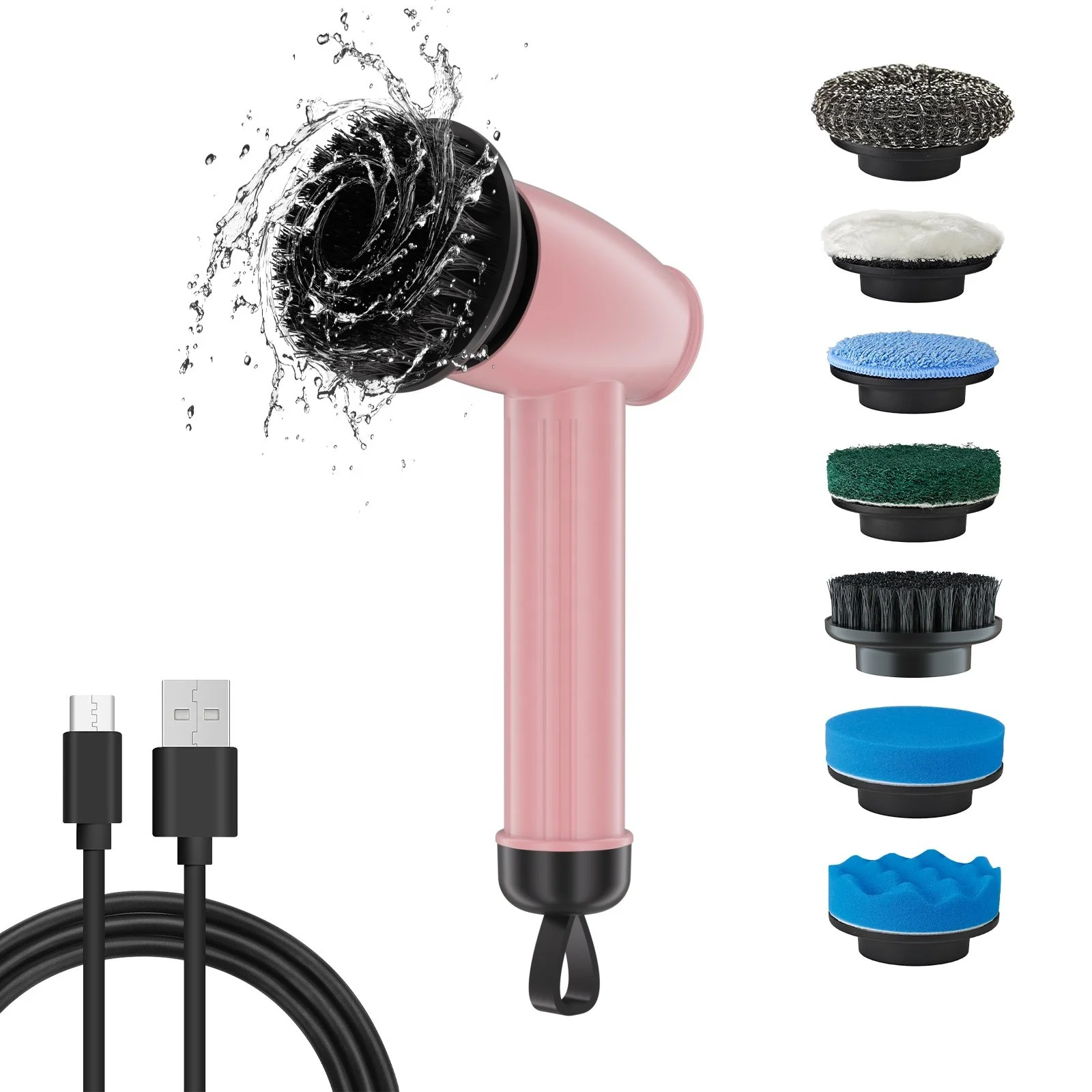 7 In1 Electric Cleaning Brush Handle House Cleaning Good Quality Spin Scrubber for Stubborn Stains and Cleaning Car