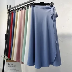New Summer Bohemian One-Piece Sashes Long Wrap Skirt Side Split Ruffled Chiffon Beach Ankle 2024Woman Skirts
