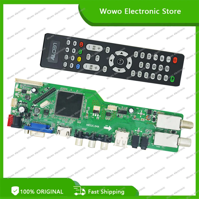 Free shipping! RR52C.04A Support Digital Signal DVB-S2 DVB-C DVB-T2/T ATV Universal LCD Driver Board Dual USB play media