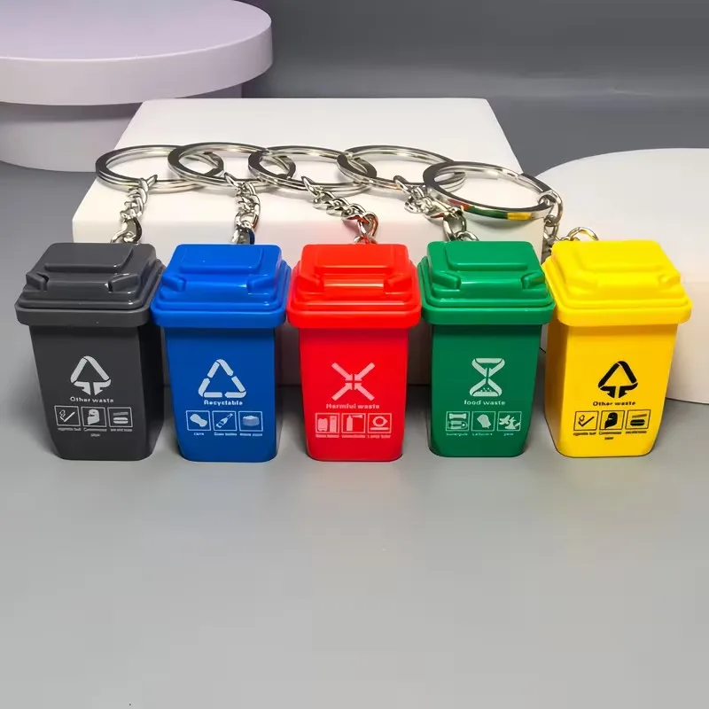 1 llavero temático de cubo de basura. | Perfecto para mochila, coche, teléfono móvil, decoración de llaves