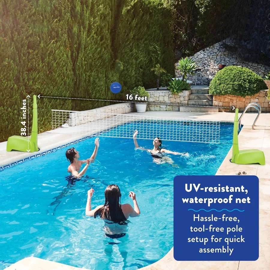 Aro de baloncesto para piscina al aire libre con pelota, sin herramientas, montaje requerido en menos de 5 minutos