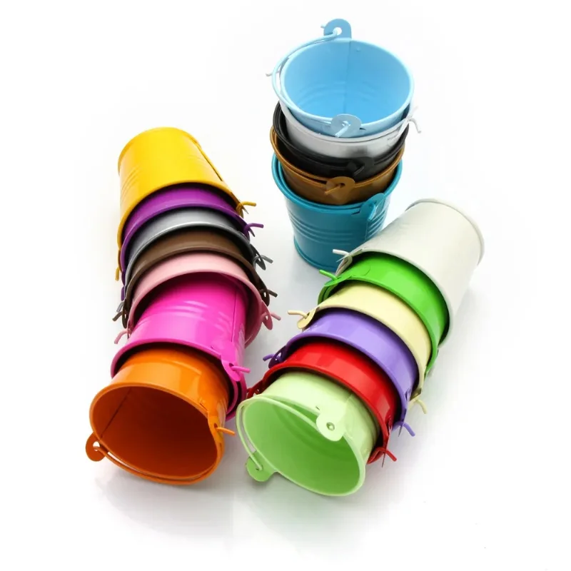 Mini fusto barile tinta unita piccolo secchio di ferro giardino domestico piantagione di piante grasse vaso di fiori decorazione del cestino di stoccaggio di articoli vari da tavolo