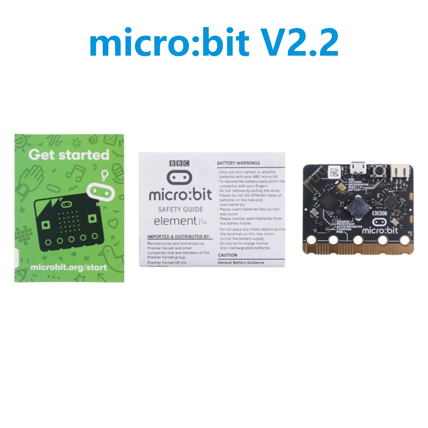 BBC Micro:Bit V2.2 Development Board Onboard Speaker, Accelerometer, MEMS microphone,2.4GHz radio/ BLE 5.0 Education ProgrammDIY