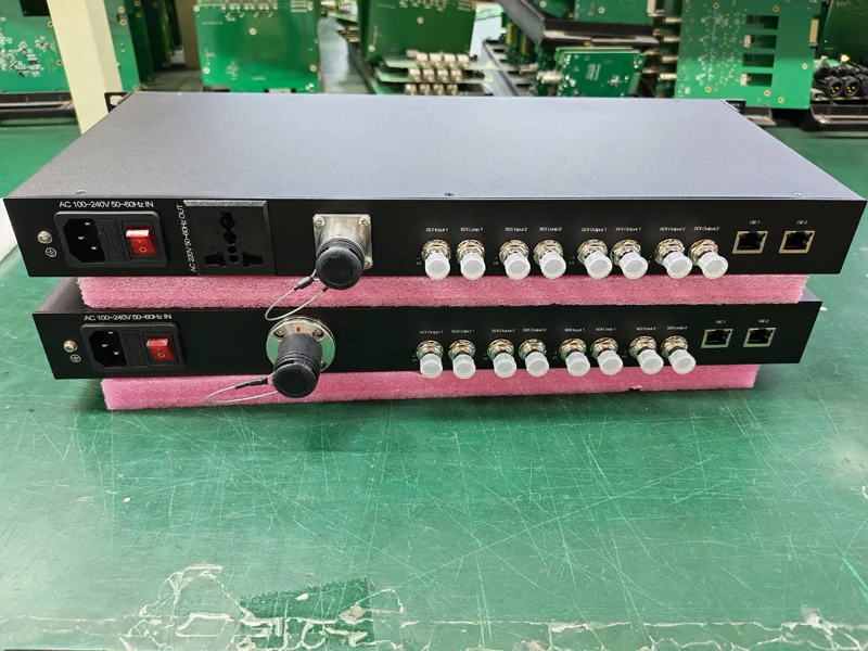 12G-SDI Video/Ethernet to Fiber Optic Converter with SMPTE Fiber Connector and Loop Out