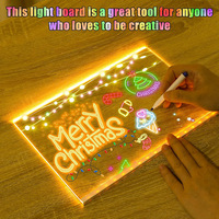 DIY LED Lighted Acrylic Message Board 7pcs Colorful Pens Kids Drawing Note Board Weekly Planner For School Office Home Gifts