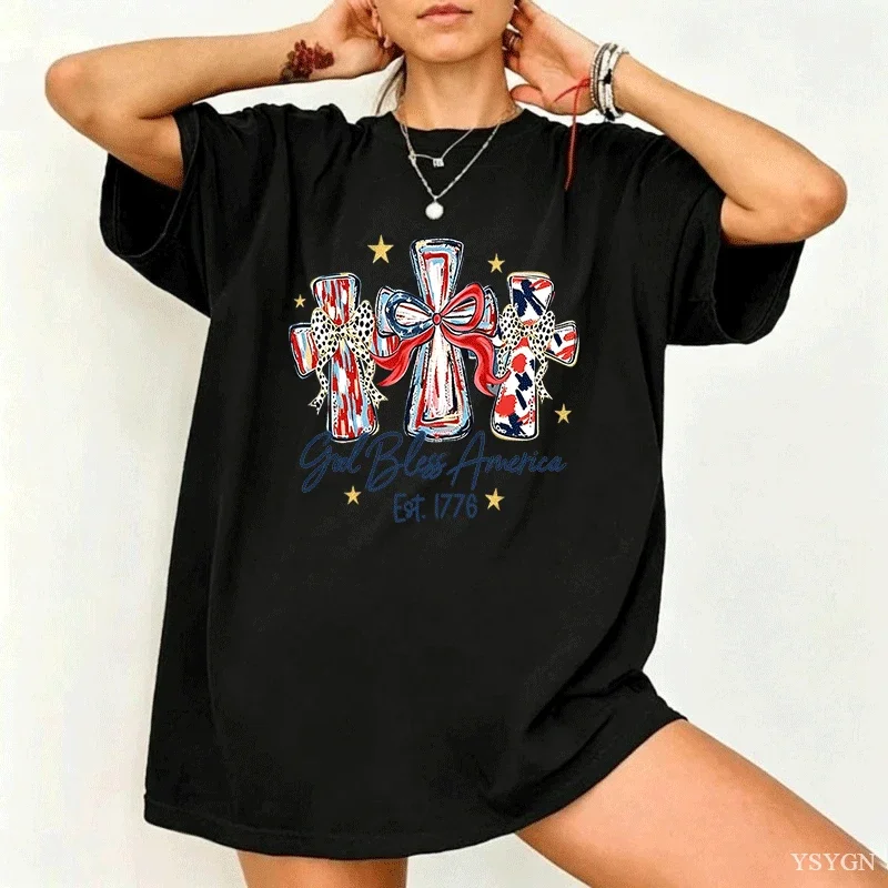 God Bless America Women T-shirt 250 Years America USA 250th Birthday Gift Shirt Day 4th of July Men Women Cotton Tee Shirt