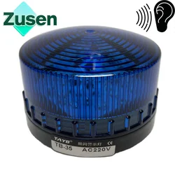 Zusen 사운드 TB35-B-J, 블루 보안 경보 스트로브 신호 경고등, LED 램프, 작은 깜박임, 12V, 24V, 110V, 220V