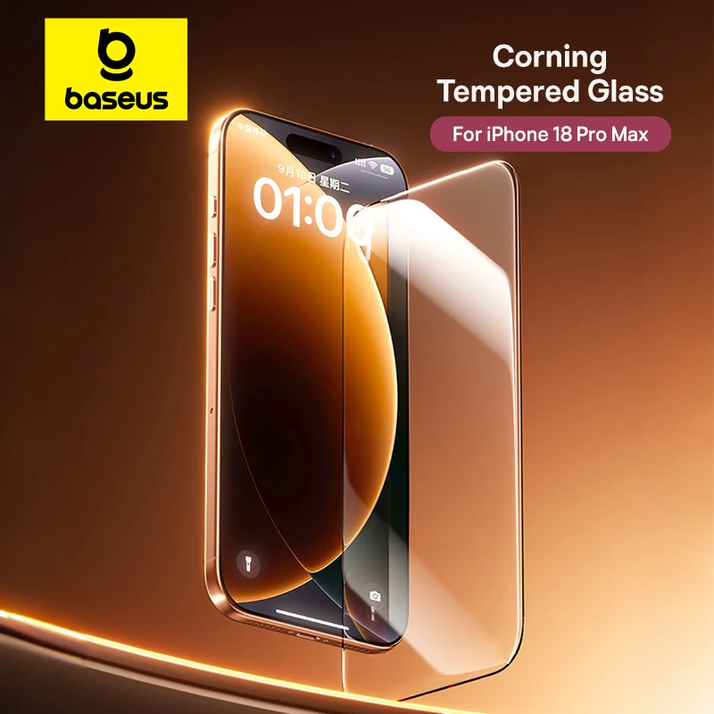 Szkło hartowane Baseus Corning do iPhone 18 17 Pro Max, folia ochronna na ekran, zabezpieczająca przed podglądaniem, odporna na uderzenia, łatwa w montażu.