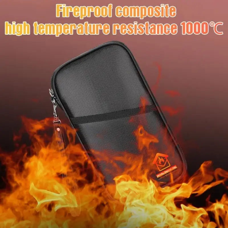 

C90C Double Zippers Document Bag Fireproof Document Folder Vertical Document Bag Water Resistant File Folder for Valuables