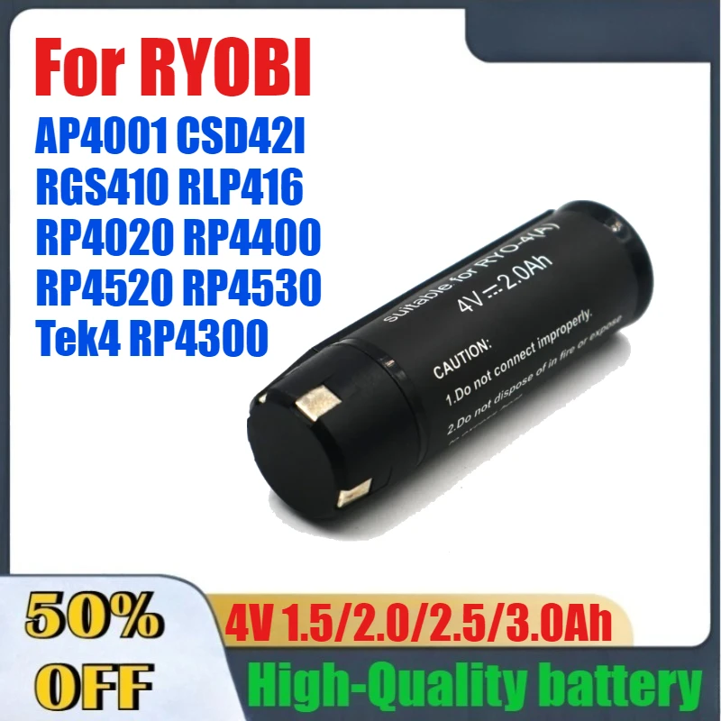

4V 1.5Ah 2.0Ah 2.5Ah 3.0Ah High-Quality Battery For RYOBI AP4001 CSD42l RGS410 RLP416 RP4020 RP4400 RP4520 RP4530 Tek4 RP4300