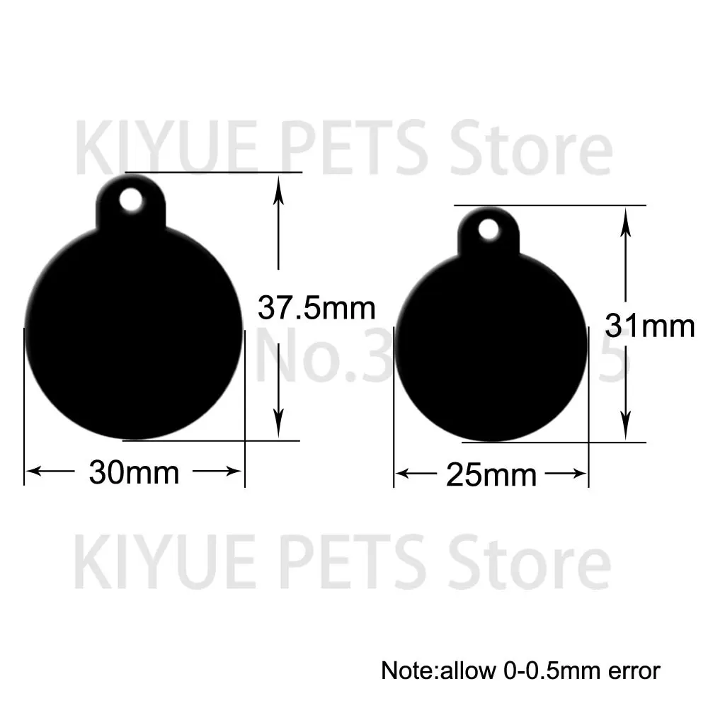 Wholesale 20Pcs Dog Tag Lot Custom Personalized Nameplate Aluminum Round Cat Keychain Name Black ID Tags For Collar