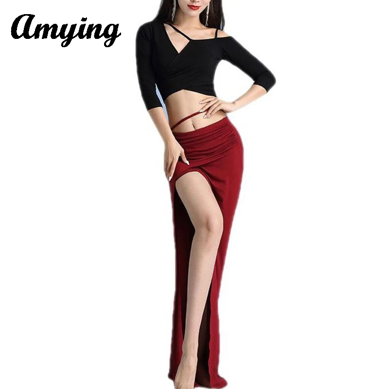 Sexy Women Belly Dance Stage Performance Costumes Oriental Dance Top+Skirt Female Slim Practice Clothing Modal Training Suit