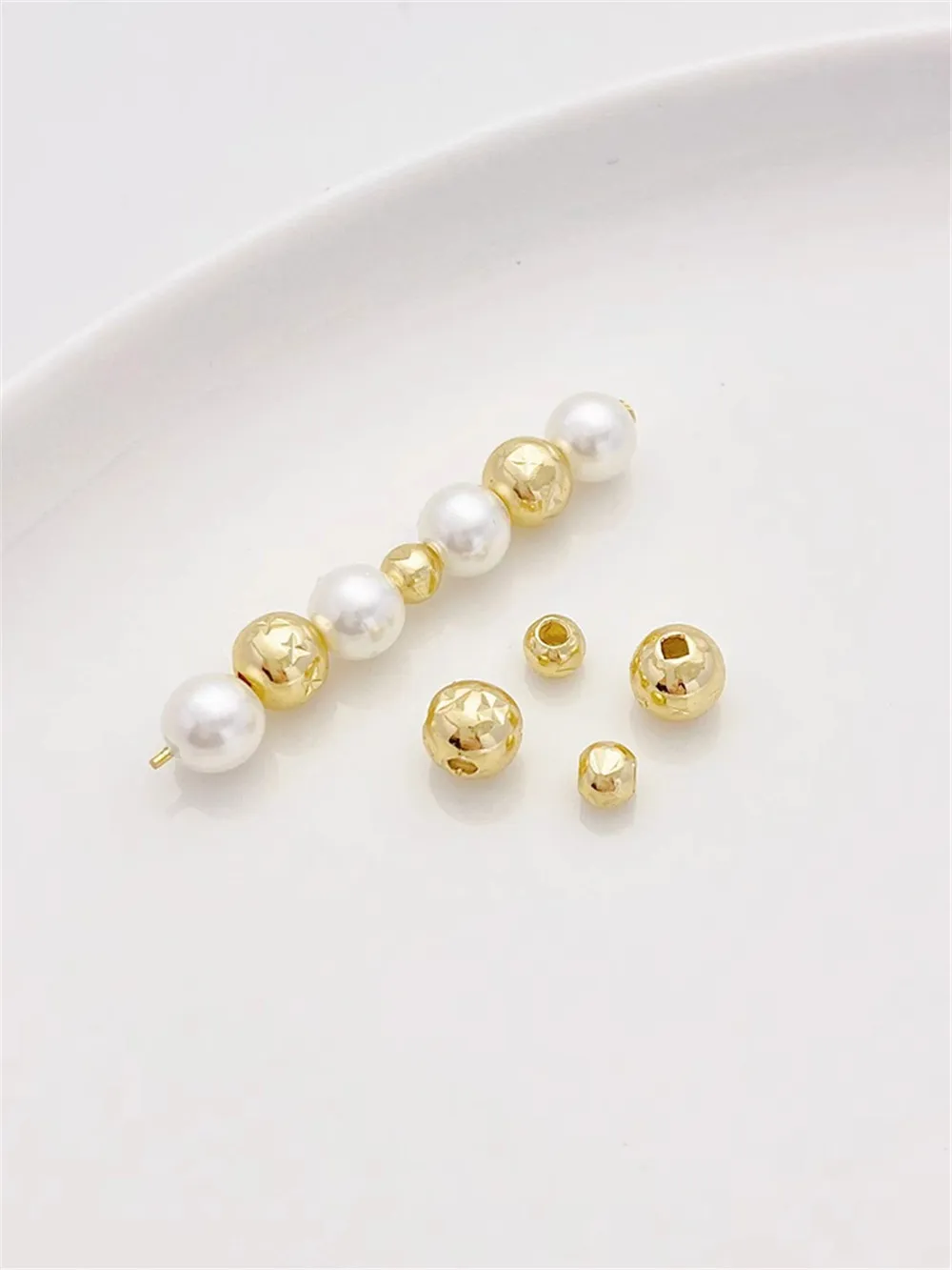 

14K Gold-Color Car Flower Faceted Beads Loose Beads Handmade DIY String Bracelet Necklace Jewelry Material Accessories L313
