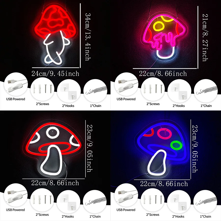 Mushroom Series Neon Sign For Wall Decor,Led Neon Light For Bedroom,Game Room,Party,Man Cave Decoration,Living Room,Holiday Gift