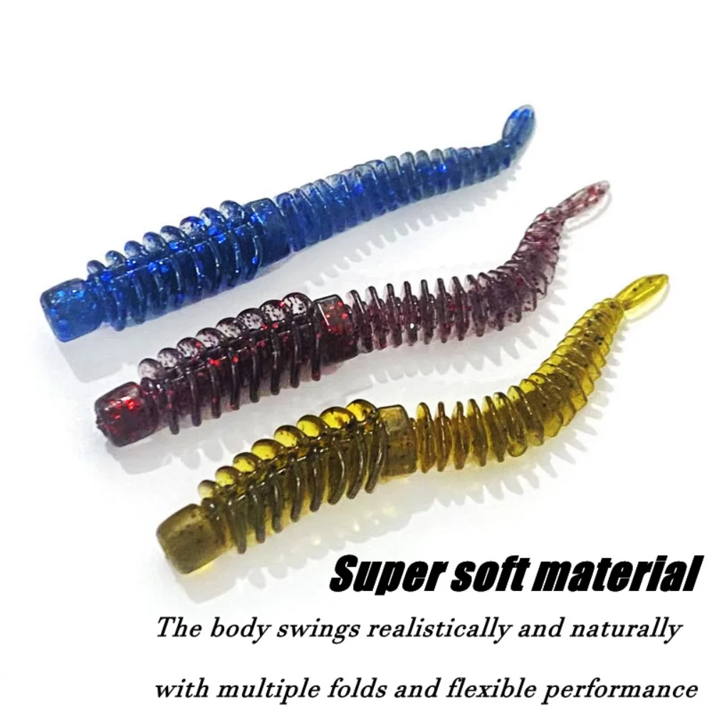 8Pcs TPE Soft Baits Swim Counter Thread Luya Fake Bait Adding Fishy Smell Needle Tailed Soft Insect Light Dance Insect Fish Bait