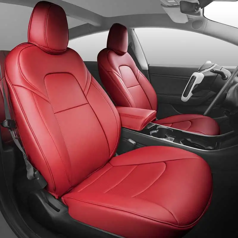 Tesla Model 3 Custom Fit Car Seat Cover Accessories For Model Y Full Covered High Quality Leather 5 Seaters Cushion White