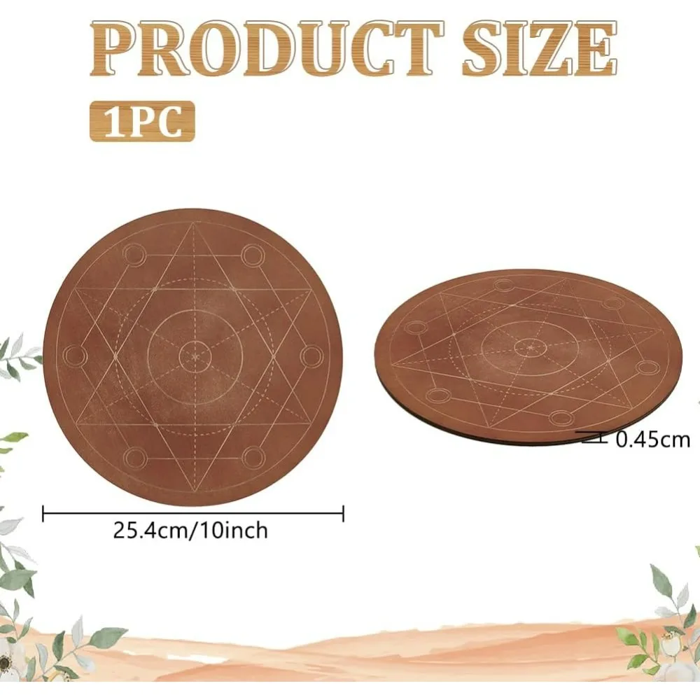 10 inches Diameter Wooden Crystal Grid Board Round Sacred Geometry Energy Grids Board Metatron's Cube Crystal Grid Plate