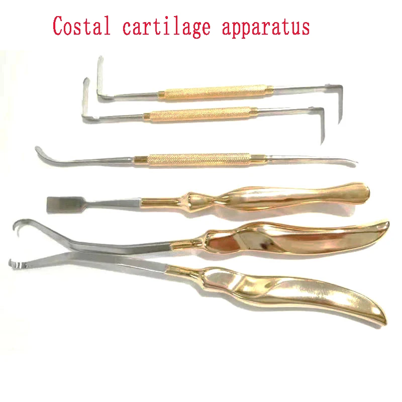 Six piece set of rib cartilage peeler, nasal plastic instrument left and right shovel type, wooden handle double head ion peeler