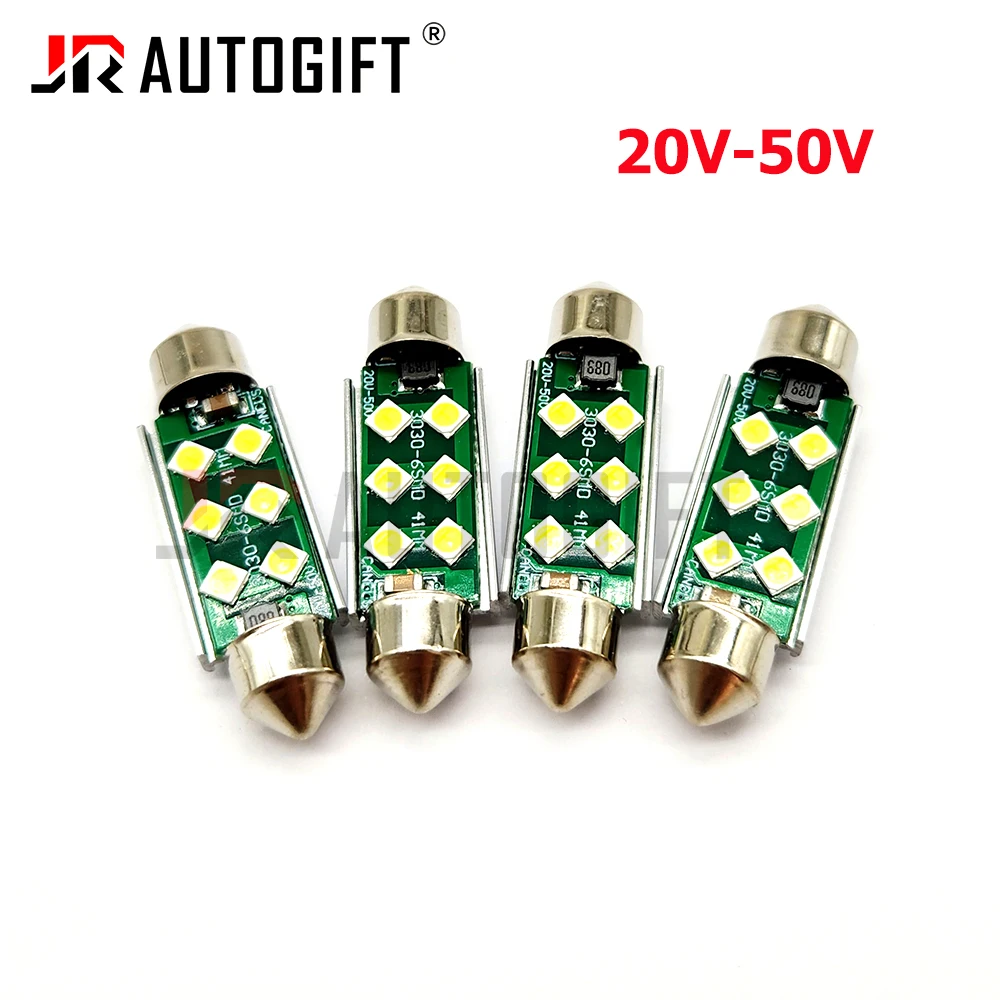 

200PCS 20V-50V Auto LED Interior Reading Light 3030 6SMD Roof Light Interior LED Lamps Bulb LED Festoon Light for Truck