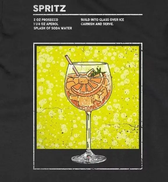 Mixed Drink Cocktail Aperol Spritz T-Shirt Happy Hour Alcohol Bartender Summer Cotton Short Sleeve O-Neck Mens T Shirt New S-3XL