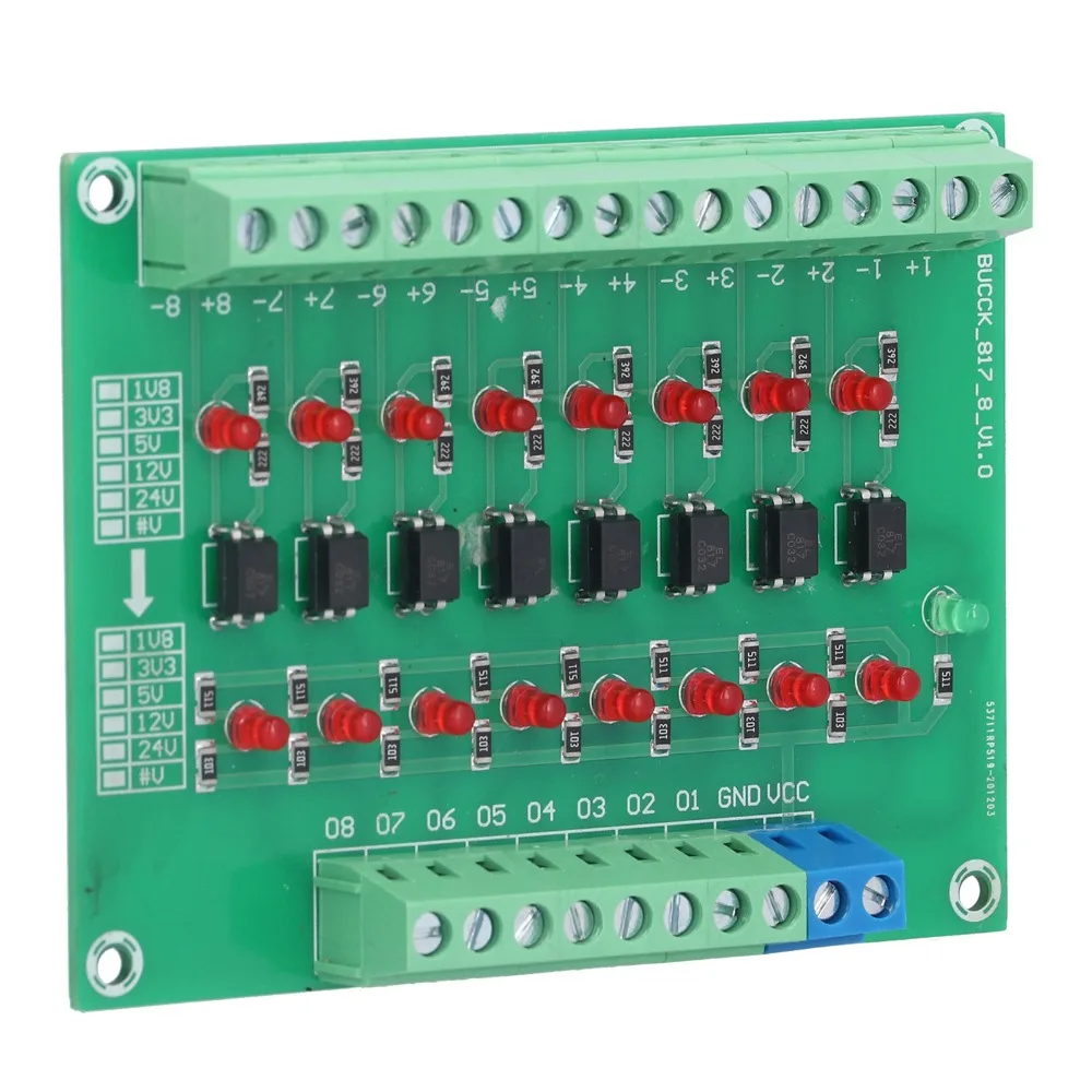 

8 Channel Signal Converter 24V To 5V Frequency 20KHZ Optocoupler Isolation PLC Signal Converter PLC-PNP Signal Conversion