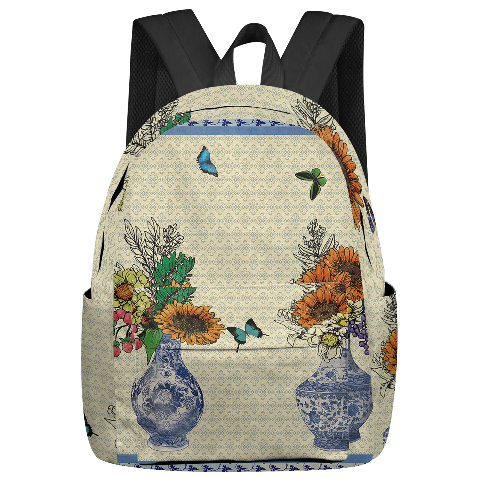 

Blue And White Porcelain Butterfly Retro Flower Women Man Backpacks Waterproof School Backpack For Student Girls Bag Mochila