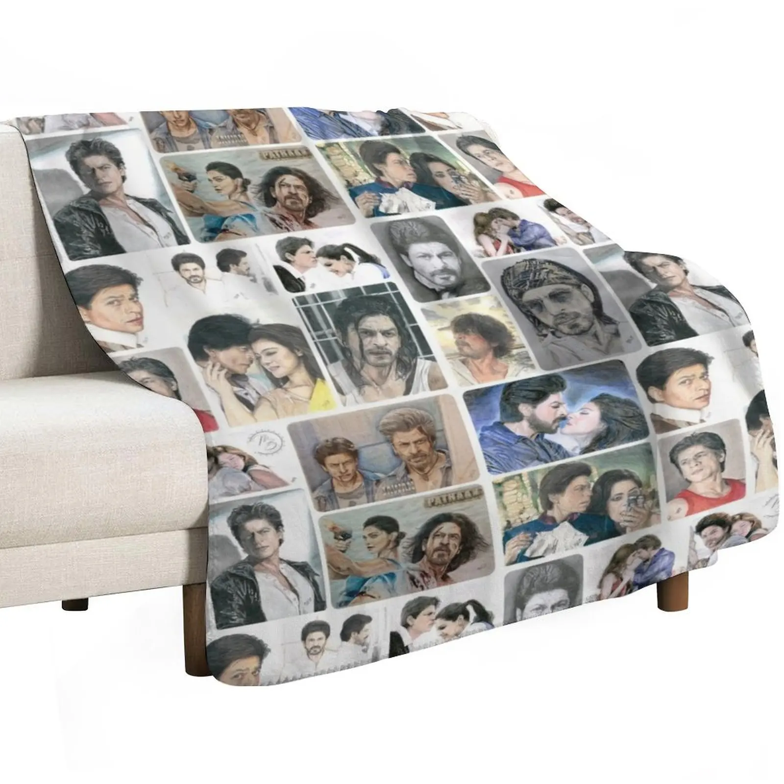 SRK Collage 2.0 hand painted Throw Blanket Quilt Picnic sofa bed for babies Soft Plaid Heavy Blankets