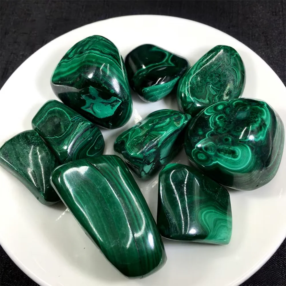 Natural Malachite Crystal Tumbled Stones Spiritual Healing Meditation Pocket Stone Specimen Landscape Decoration Home Ornament