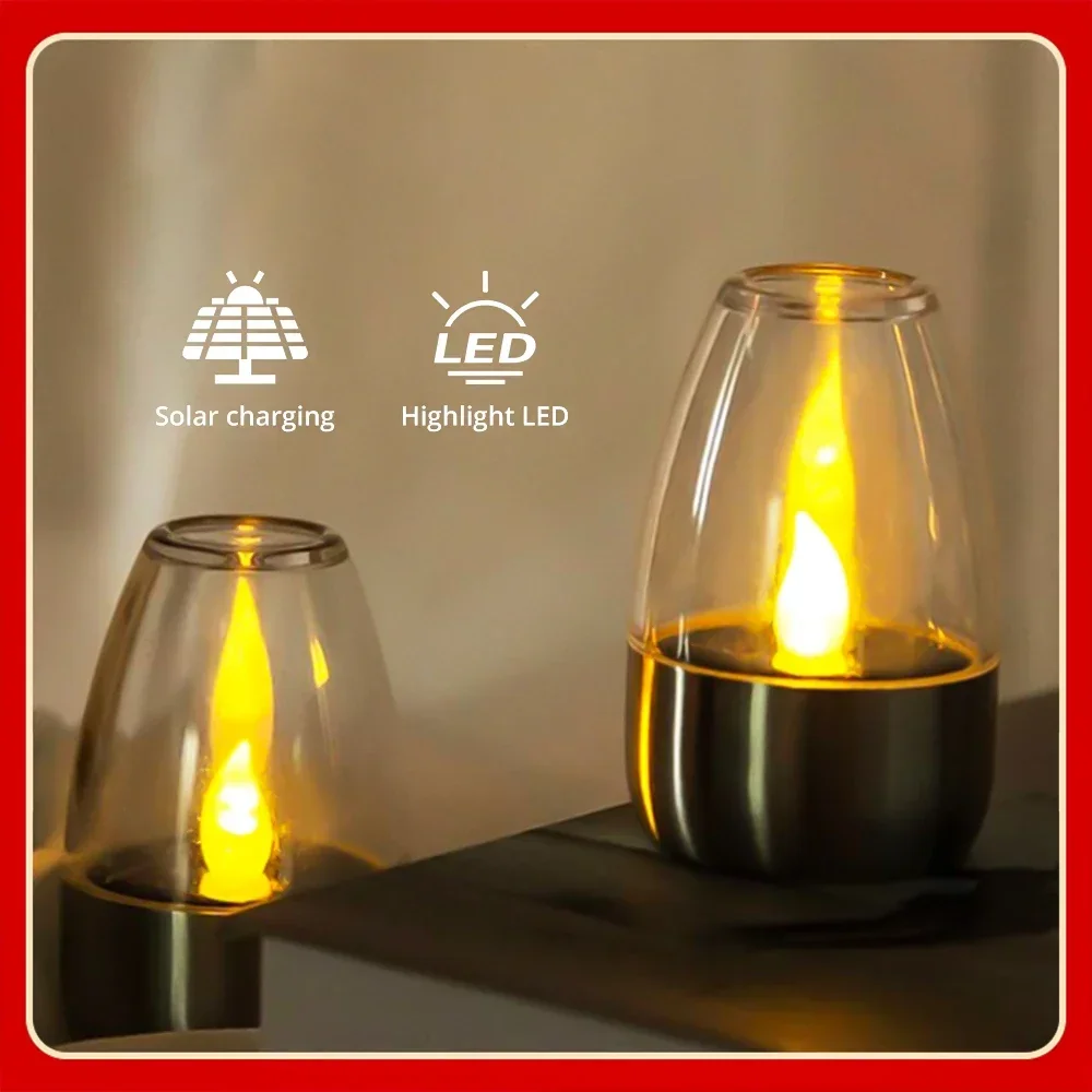 1/4PCS Rechargeable Night Lights LED Solar Candles Light Flameless for Wedding Party Garden Decoration Outdoor Waterproof Lamp