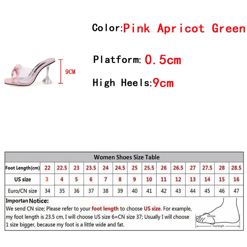 Liyke 2024 New Style Pink Women Slippers Sandals Fashion Pearl Bowknot High Heels PVC Transparent Shoes Summer Mule Slides Pumps