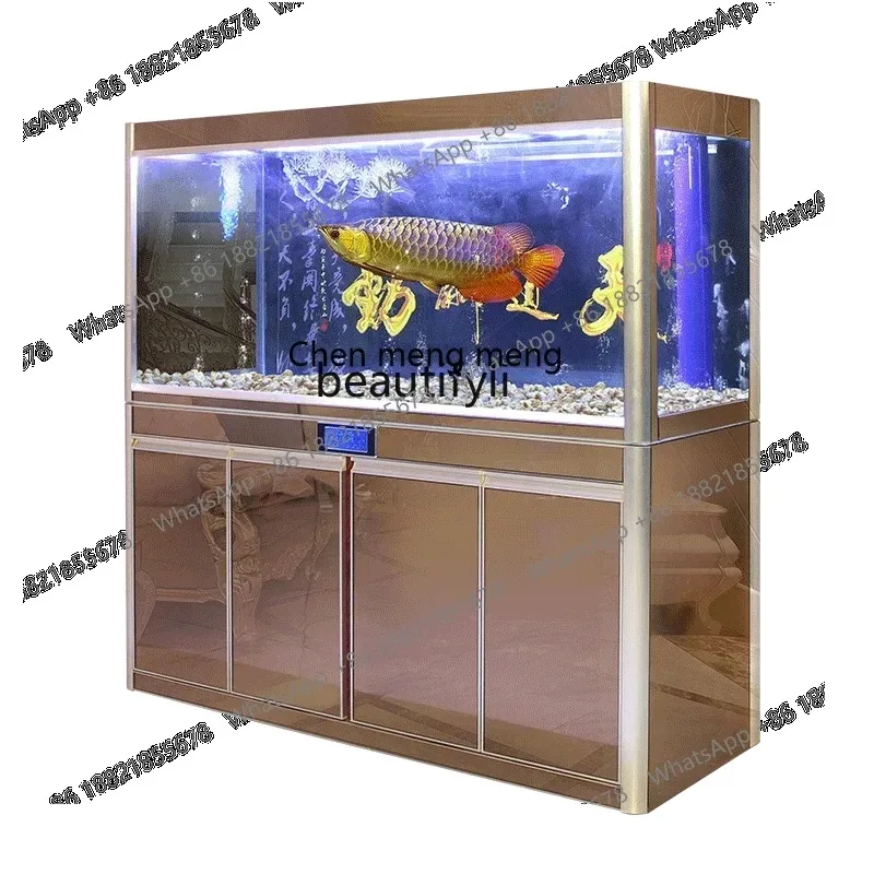 E136 l Dragon Fish Tank Aquarium Large Living Room Screen Lazy Landscape Creative Mahogany Texture Bottom Filter