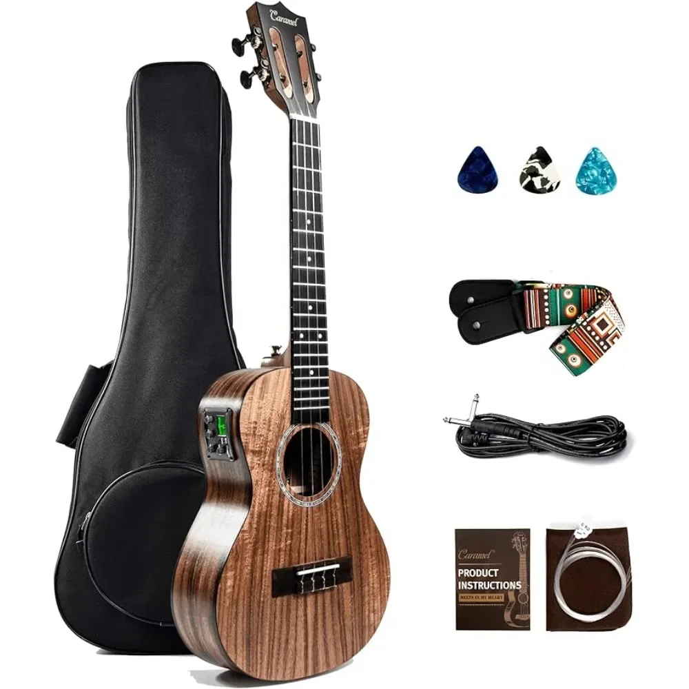 

6inch All Solid Acacia Wood Tenor Electric Ukulele Professional Ukelele Kit Beginner Guitar Starter Bundle Strings Freight free