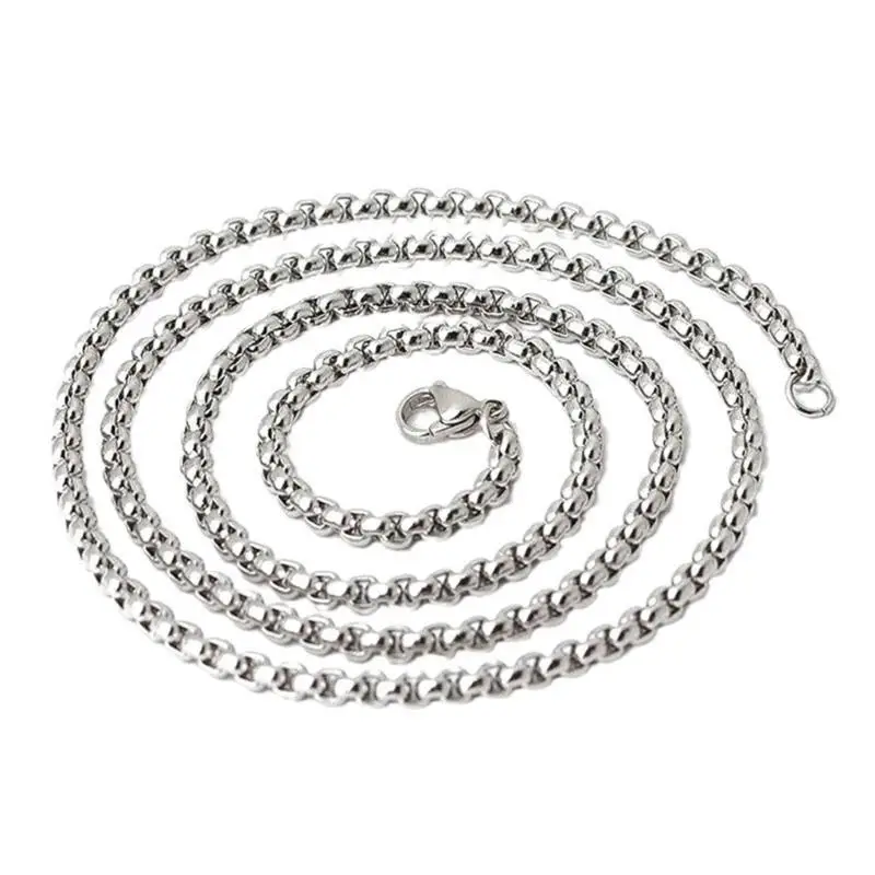 31BB Masculine Square Pearls Steel Necklace Hip Hop Inspired Stainless Steel Chain Jewelry For Men’s Everyday