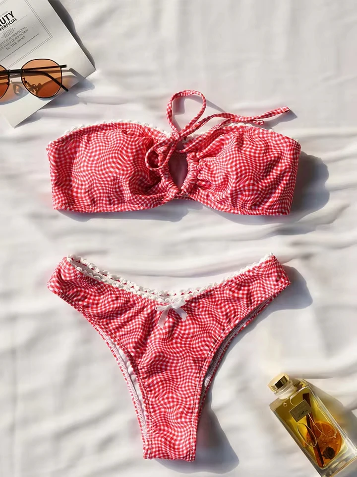 Vzvn Sexy Strapless Bikinis Women Split Swimsuit Beach Vacation Brazil Bikini 2026 New All Season Backless Bikinis 2 Piece Set