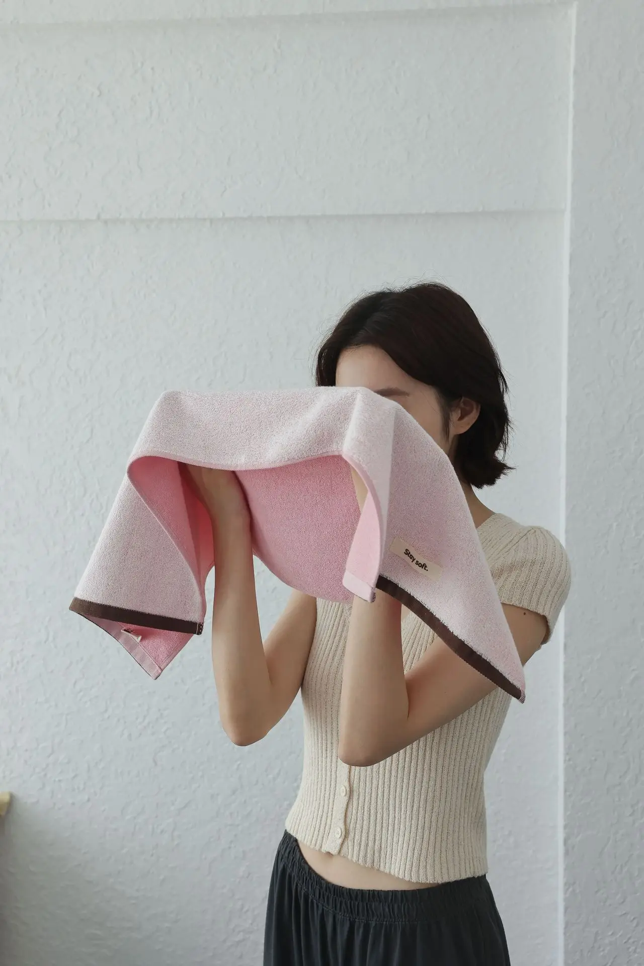 AB Kleurcontrastende handdoek van puur katoen Geweven handdoek Gekamde katoenen handdoek Huishoudelijke absorberende gezichtshanddoek, badhanddoek