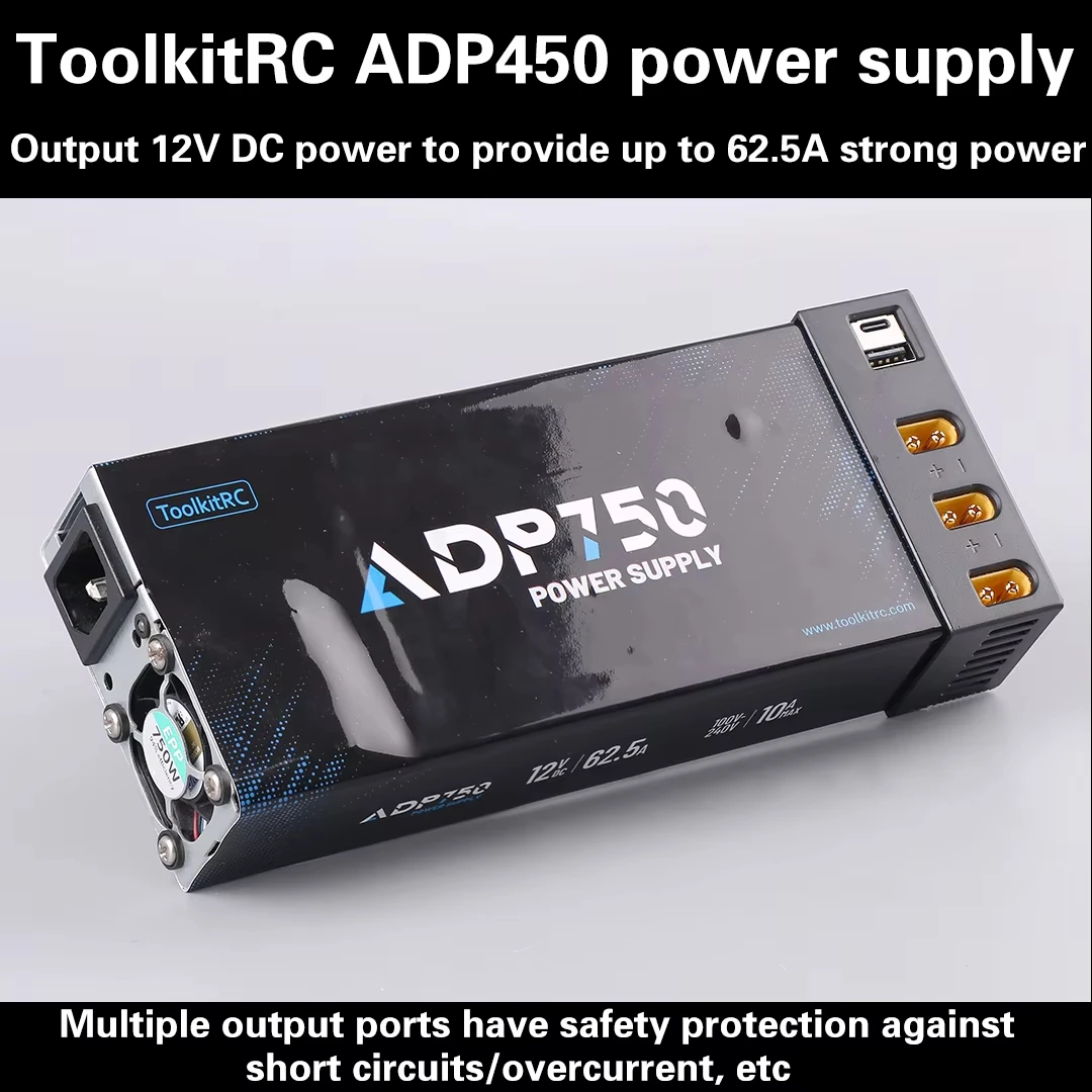 

ToolkitRC ADP750 Адаптер мощностью 750 Вт, 12 В постоянного тока, 62,5 А с параллельным выходом головки типа «банан» XT60 для интеллектуального зарядного устройства M8D M9 M6D M7 M8P