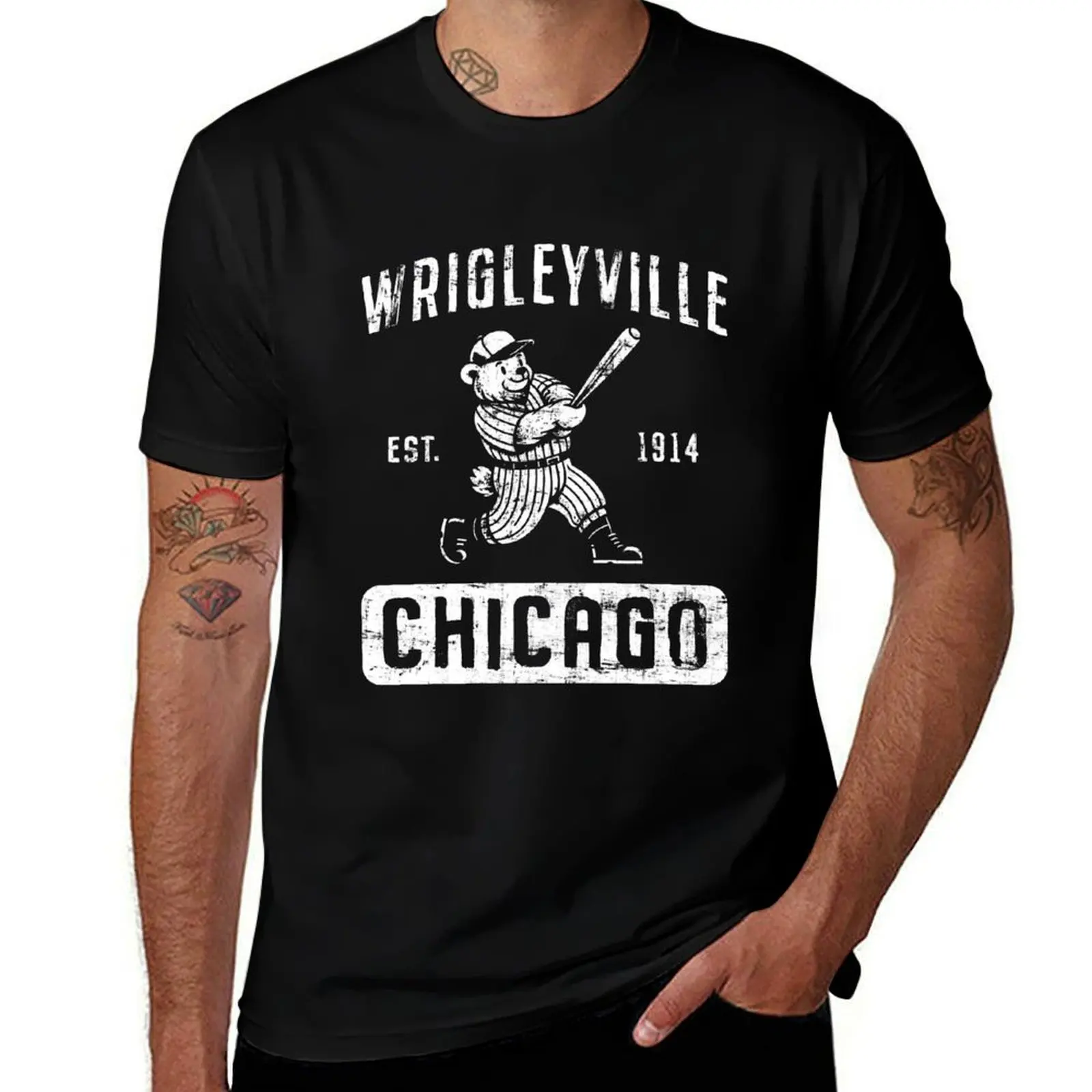 

Wrigleyville Chicago Baseball T-Shirt basketball graphic tees plus size tops summer shirt t shirts for men cotton