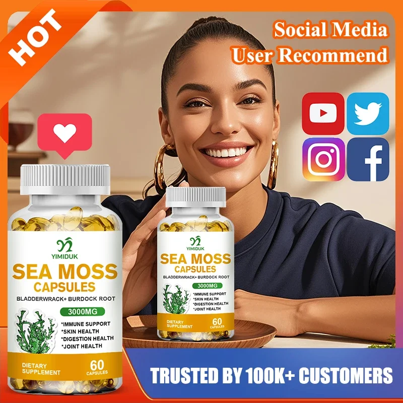 Yimiduk Sea Moss Supplement, for Strengthens Immune System, Promotes Digestion, Energy Thyroid , Enhance Skin & Joint Health