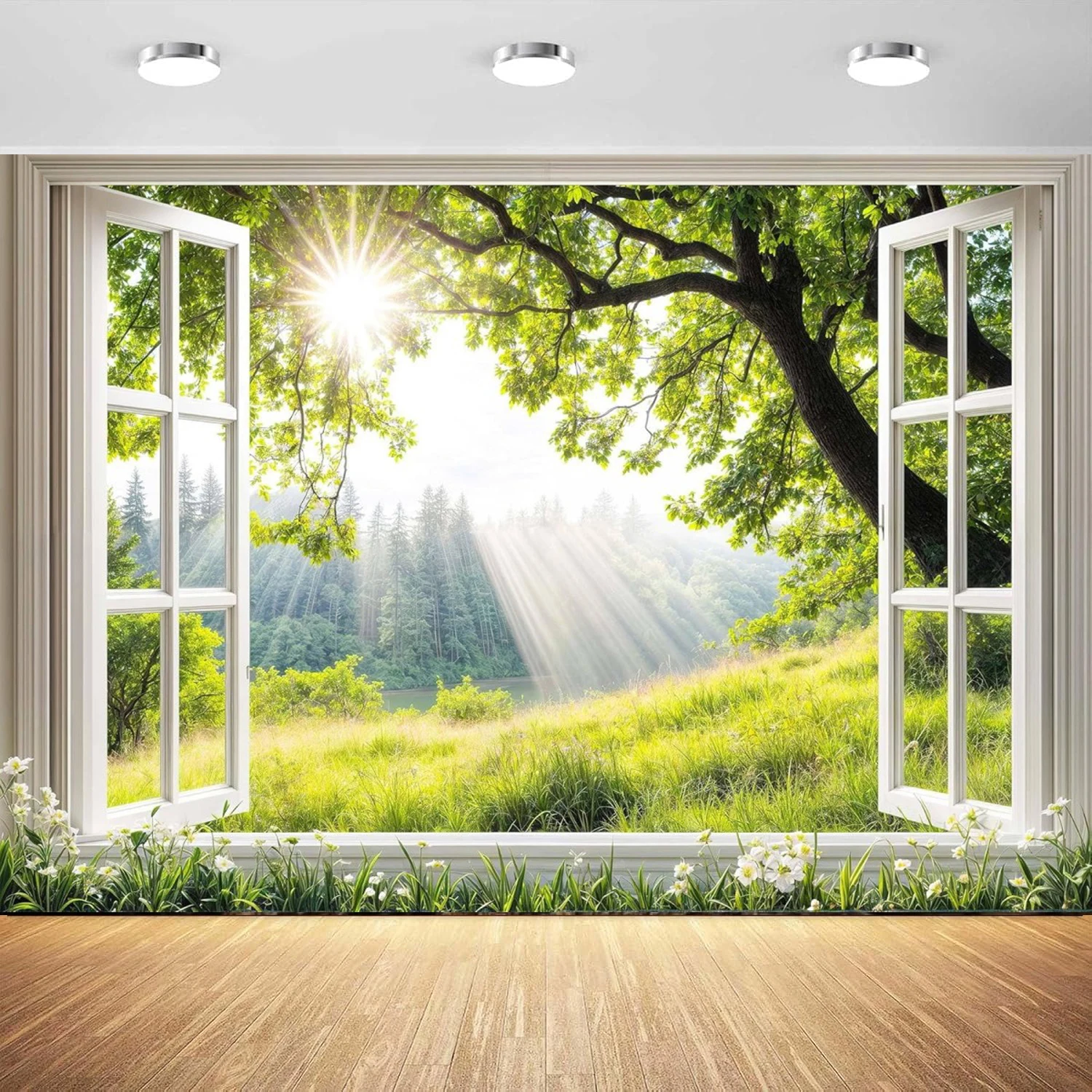 

Фон для фотосъемки: оконный баннер с цветочным узором, весенние цветы, цветочный сад, природная сцена, фон для портретных фотографий