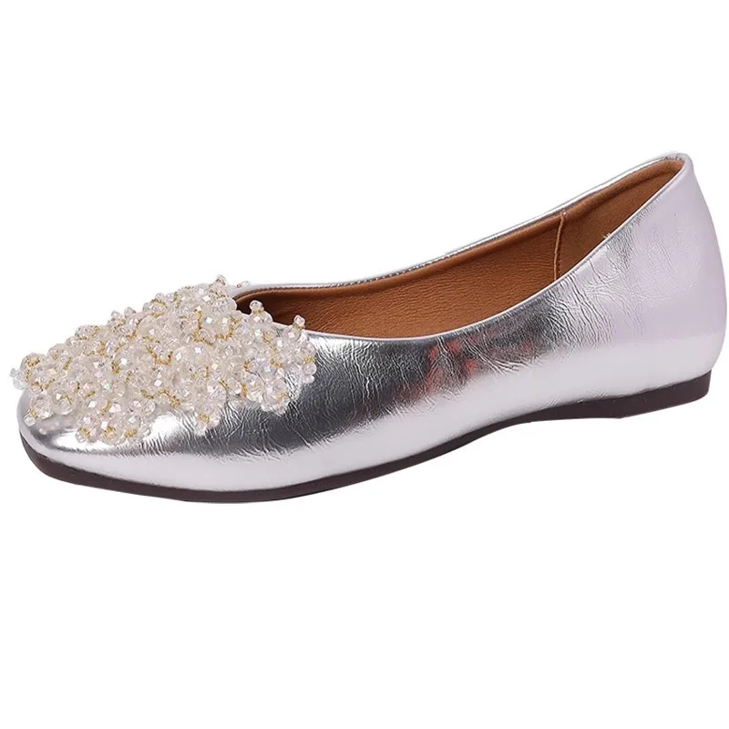 

Women's Flat Shoes Rhinestones Square Toe Anti-Slip Sole Shoes for Women All-match Spring Comfortable Inner Zapatillas De Mujer