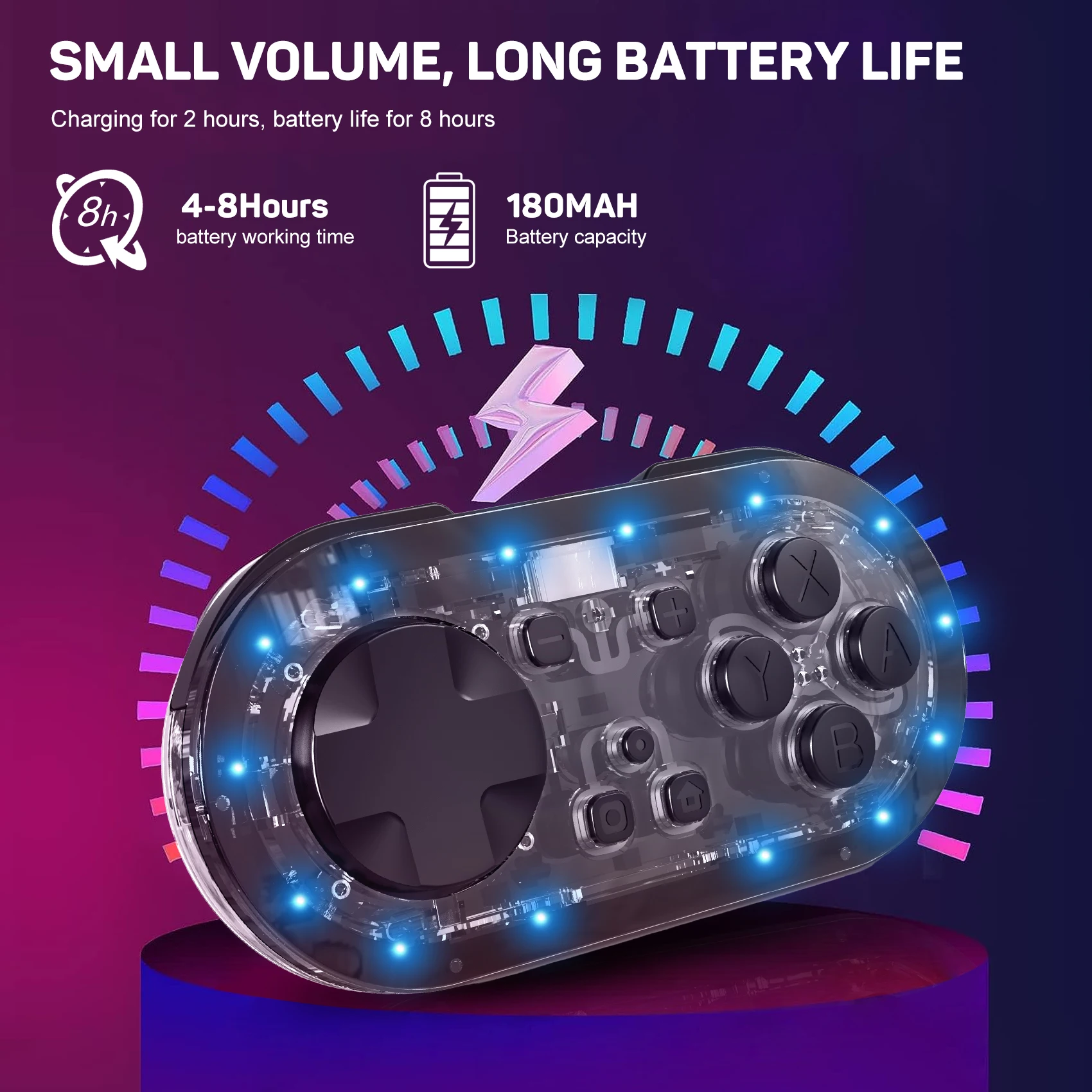 LinYuvo Meteor Light llavero tamaño Mini controlador inalámbrico para Switch & Lite & OLED, PC, Android y MacOS con luces LED KS54