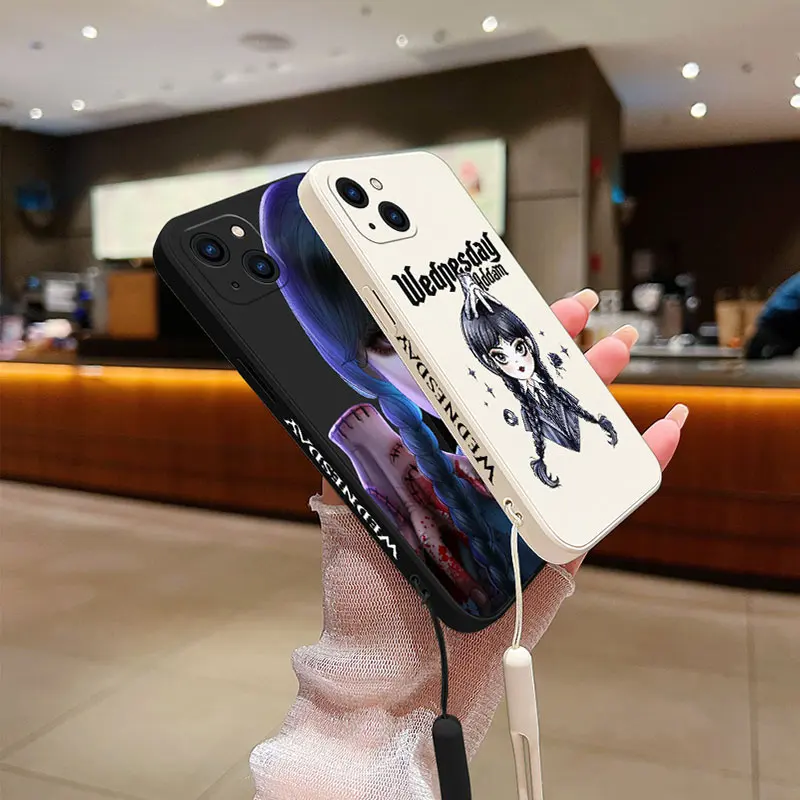 Wednesday Addam Phone Case For Samsung Galaxy S23 S22 S21 S20 Ultra Plus FE S10 4G S9 S10E Note 20 10 9 Plus With Lanyard Cover