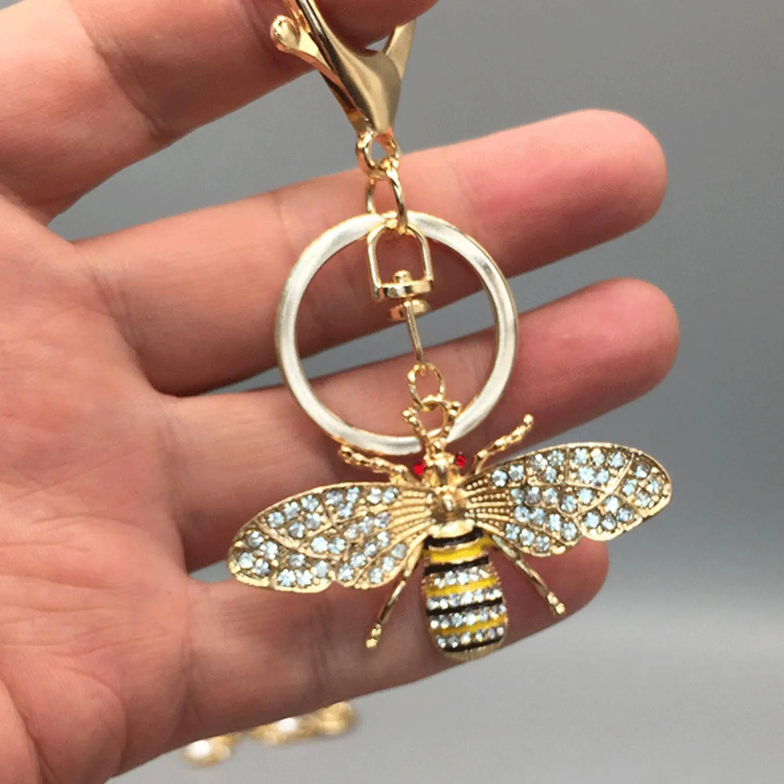 蜂チャーム財布かわいい蜂チャームエナメルキーホルダーキーキーパーチェーンバックパック財布バッグハンドバッグアクセサリー感謝祭用