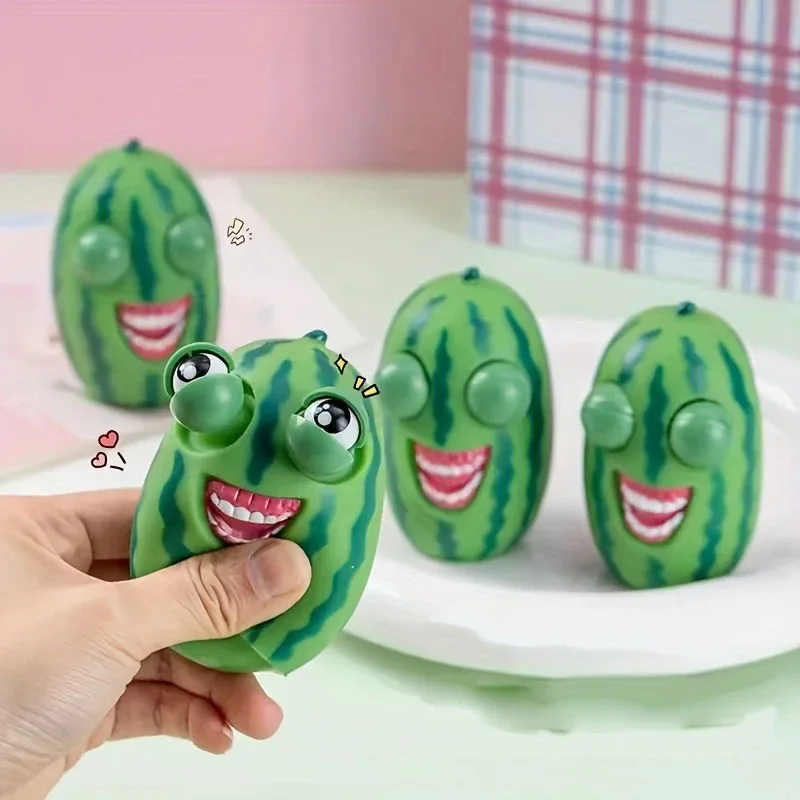 Funny Watermelon Pop Out Eyes Squishy Fidget Toys Anti-Stress Balls Fidget Vent Squeeze Stare Prank Toy Kids Birthday Gifts - view 2