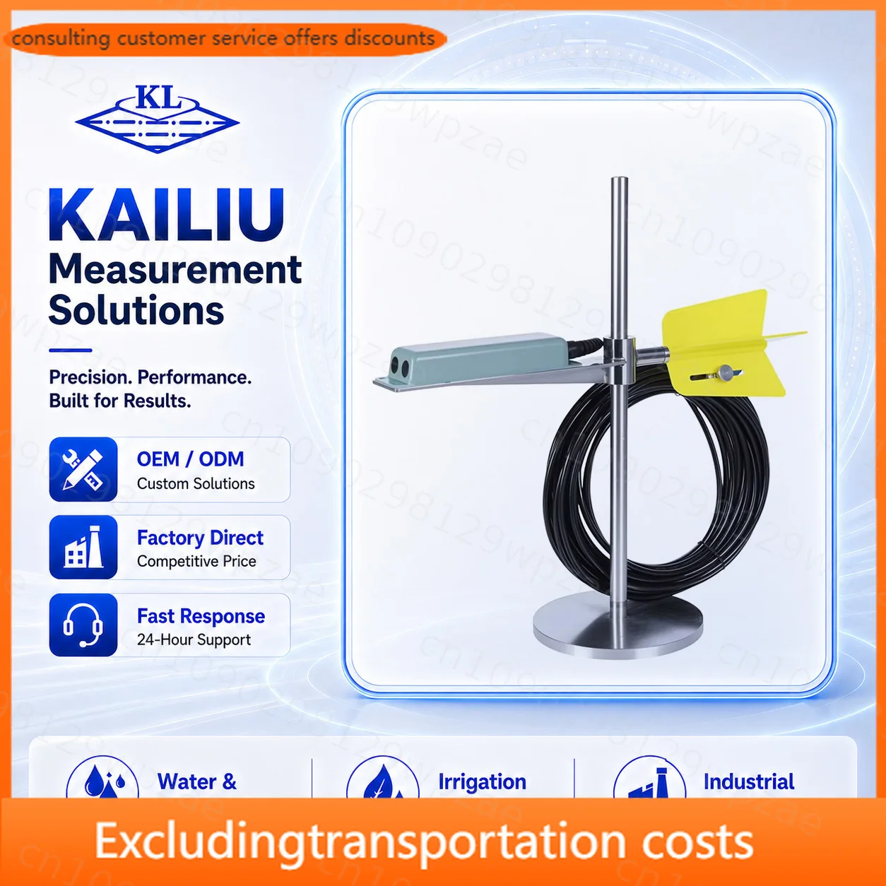 MGG/KL-DPL Type Portable Handheld Doppler Flowmeter Integrated Liquid Depth Velocity Flow for Open Channel +/-1%
