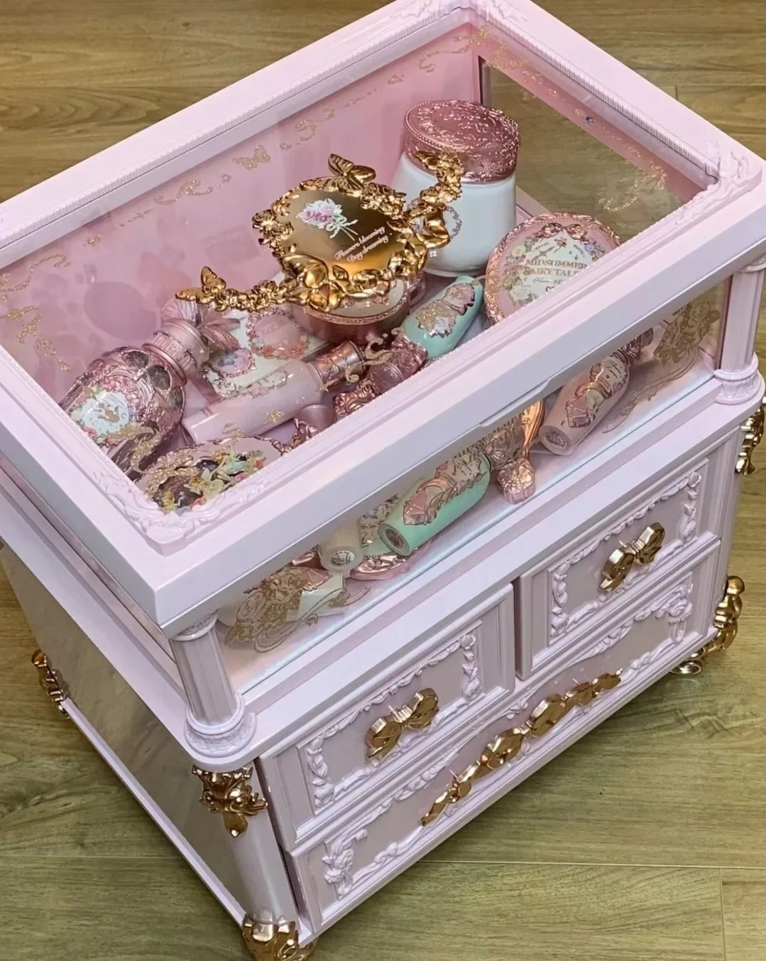 

Flower Knowledge Midsummer Night Series Carved Dressing Cabinet Full Set of Large Makeup Exquisite Fashion Gift Box