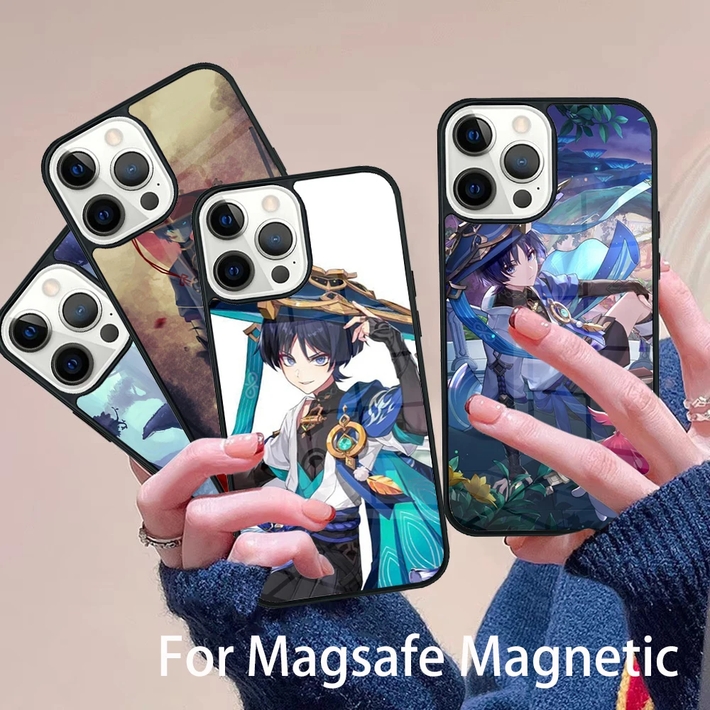 

Scaramouche Genshin Impact Phone Case Magesafe Magnetic Wireless Charge Cover For IPhone 16 11 12 13 14 15 Pro Max Plus Mini