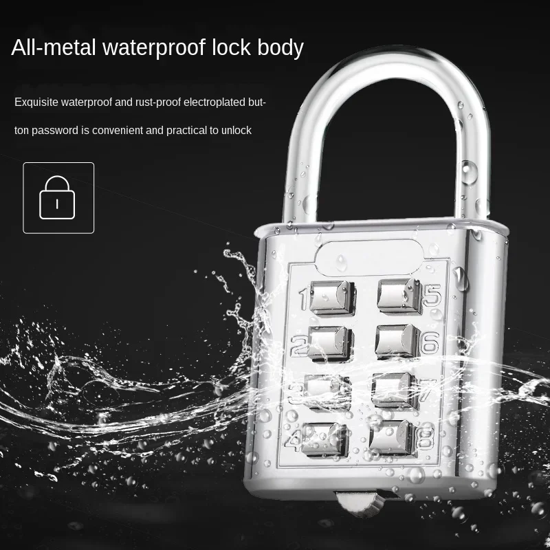 8 Digit Push Button Combination Padlock 5 Digit Locking Mechanism Zinc Alloy Anti-theft Digit Push Password Lock 5 Colors