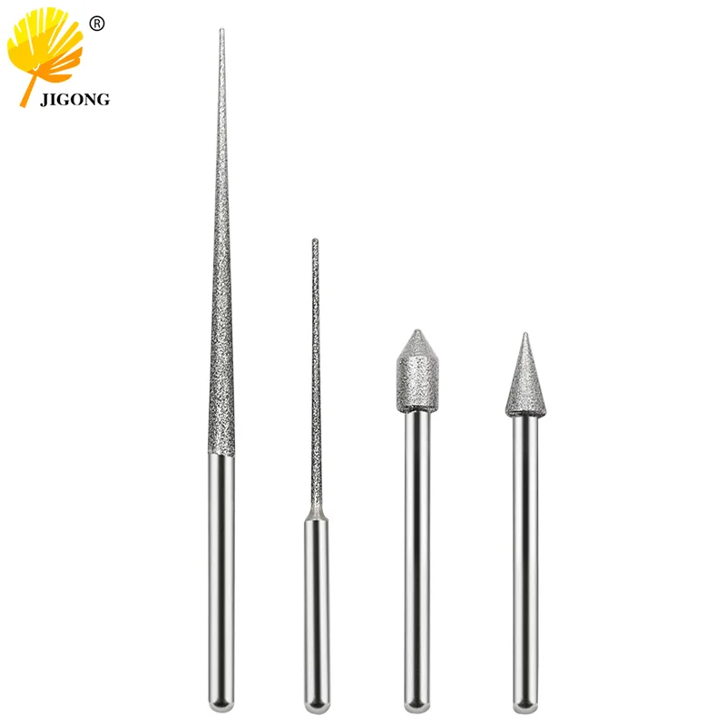 3MM Shank Grinding Rods Mini Drill Diamond Grinding Head Bur Needle Engraving Carving Polishing Glass Jade Stone Drill Bit